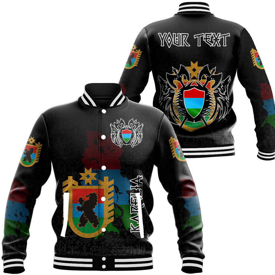 (Custom) Tspinners - Karelia Flag and Map Baseball Jackets style Viking Geri & Freki A35