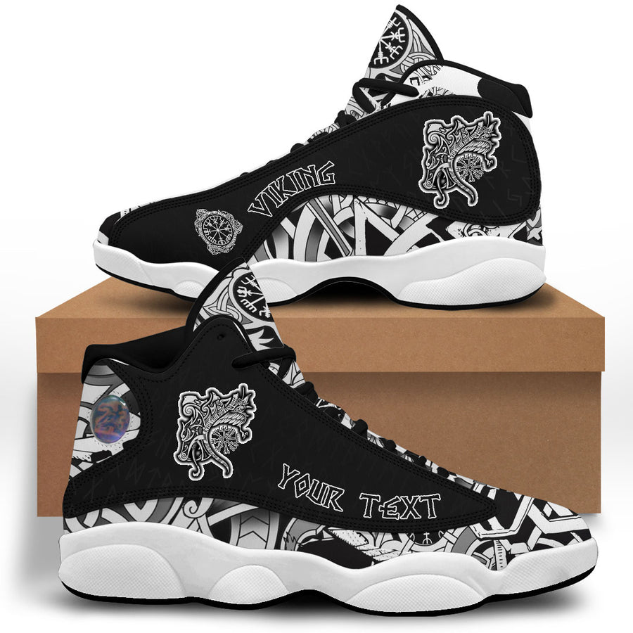 (Custom) Tspinners - Vegvisir Wolf and Raven Sneakers J13 A35