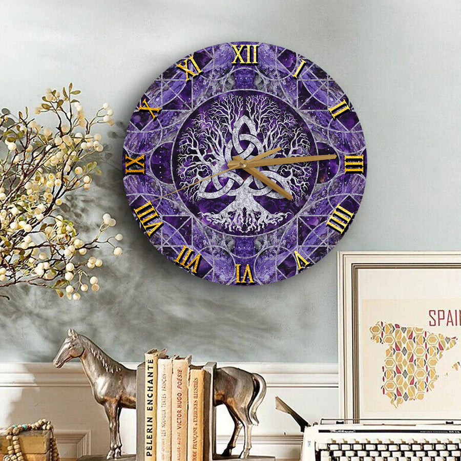 Tspinners Clock – Tree Of Life With Triquetra Amethyst And Silver ...