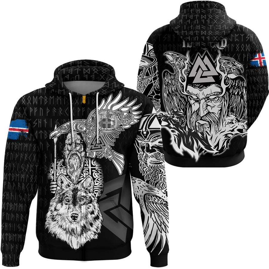 Tspinners Clothing -Viking Iceland Odin Zip Hoodie A95