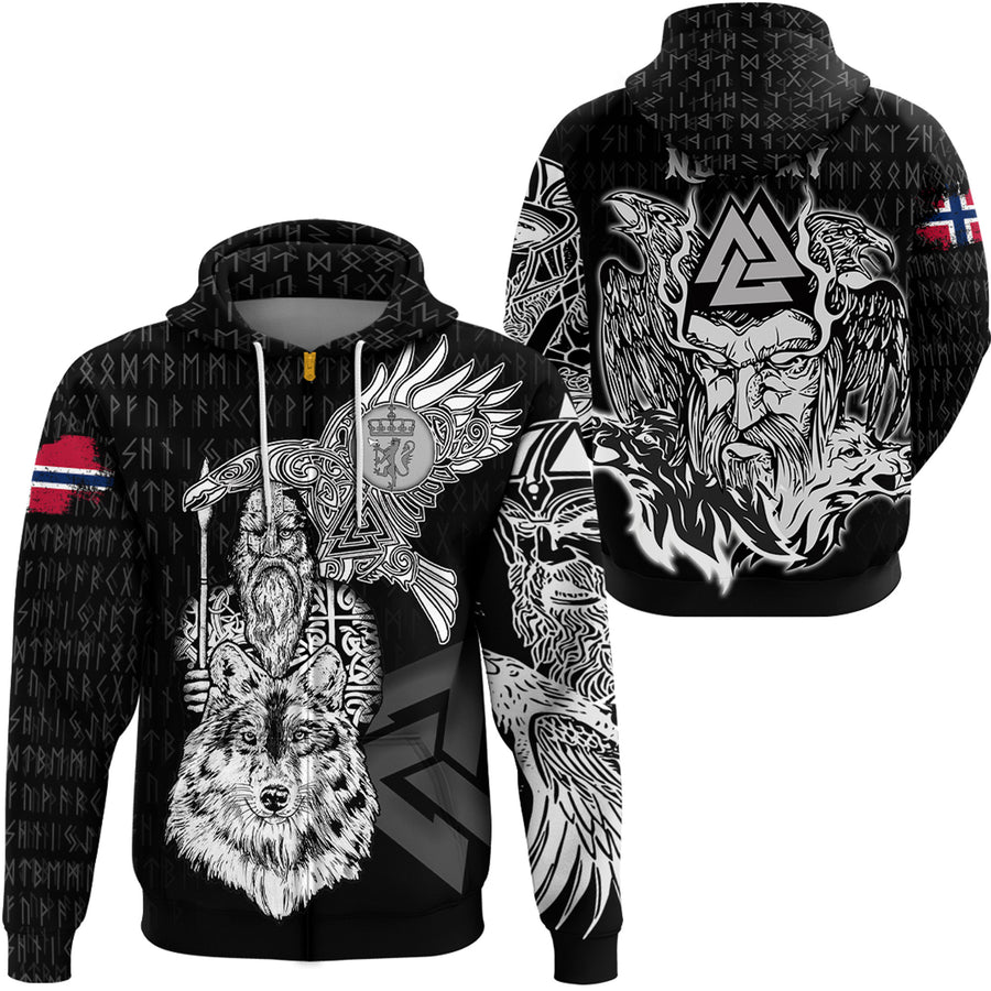 Tspinners Clothing -VIking Norway Odin Zip Hoodie A95
