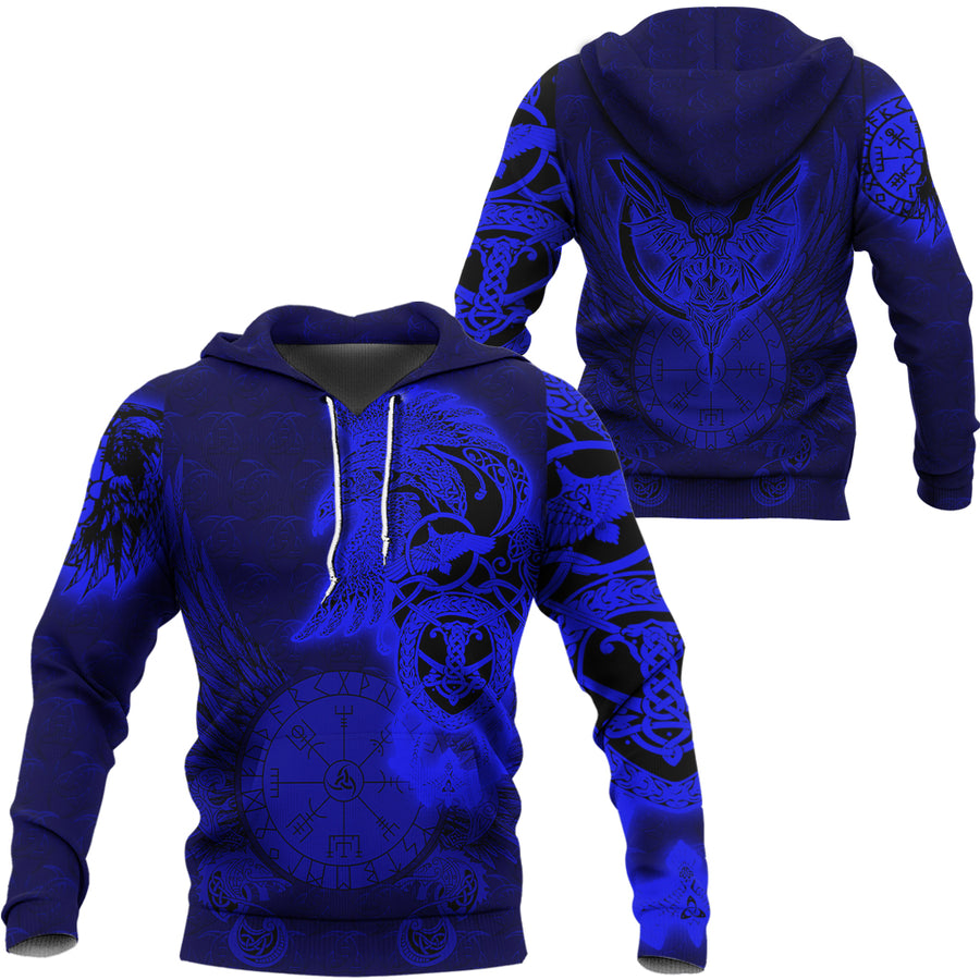 Tspinners Clothing -Viking Raven Blue Zip Hoodie A95