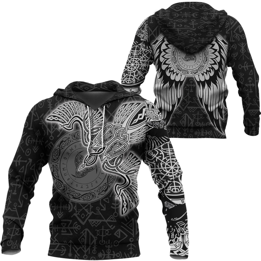 Tspinners Clothing Viking Raven Silver Zip Hoodie A95
