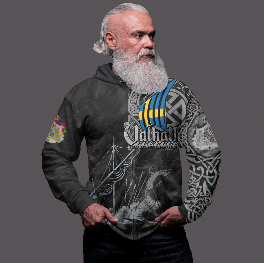 Tspinners Clothing - Viking Sweden Drakkar Zip Hoodie A31