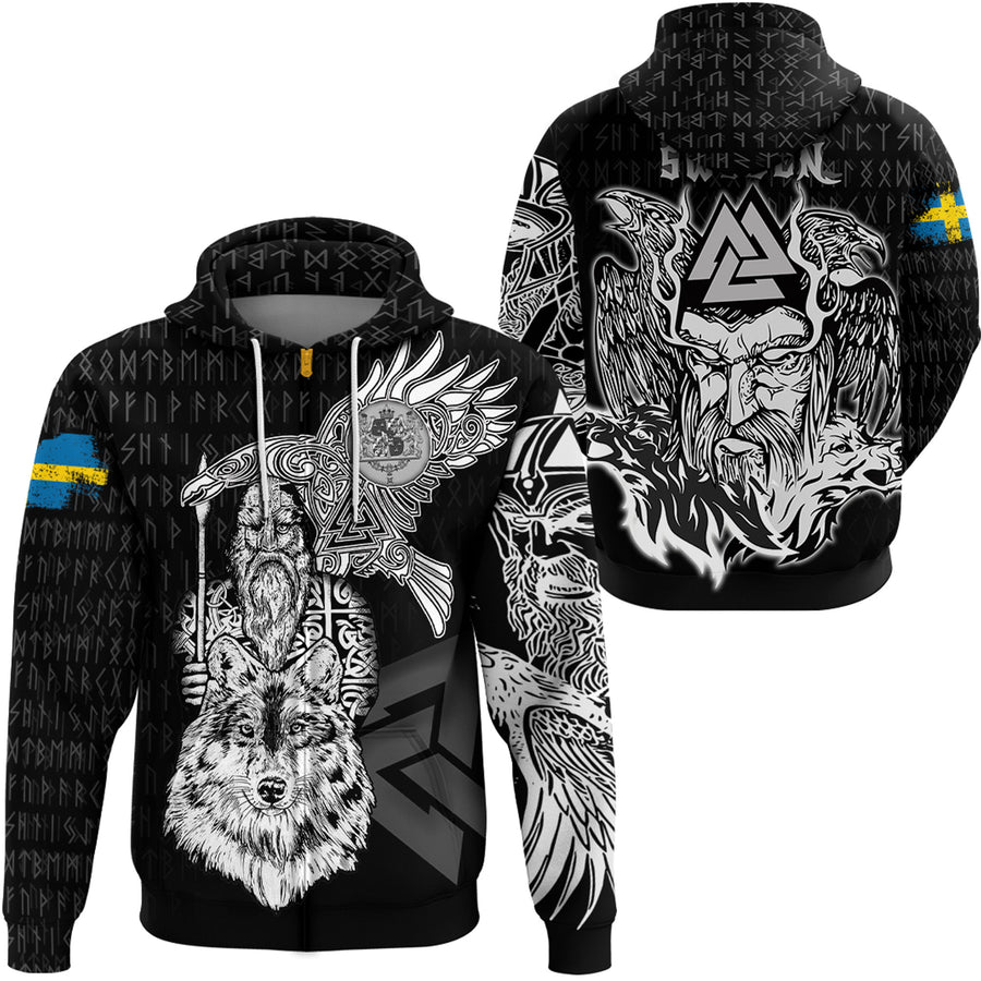 Tspinners Clothing -Viking Sweden Odin Zip Hoodie A95