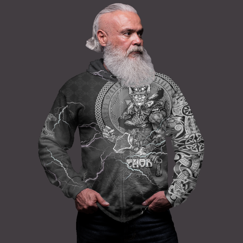 Tspinners Clothing - Viking Thor and Jormungand Zip Hoodie A31