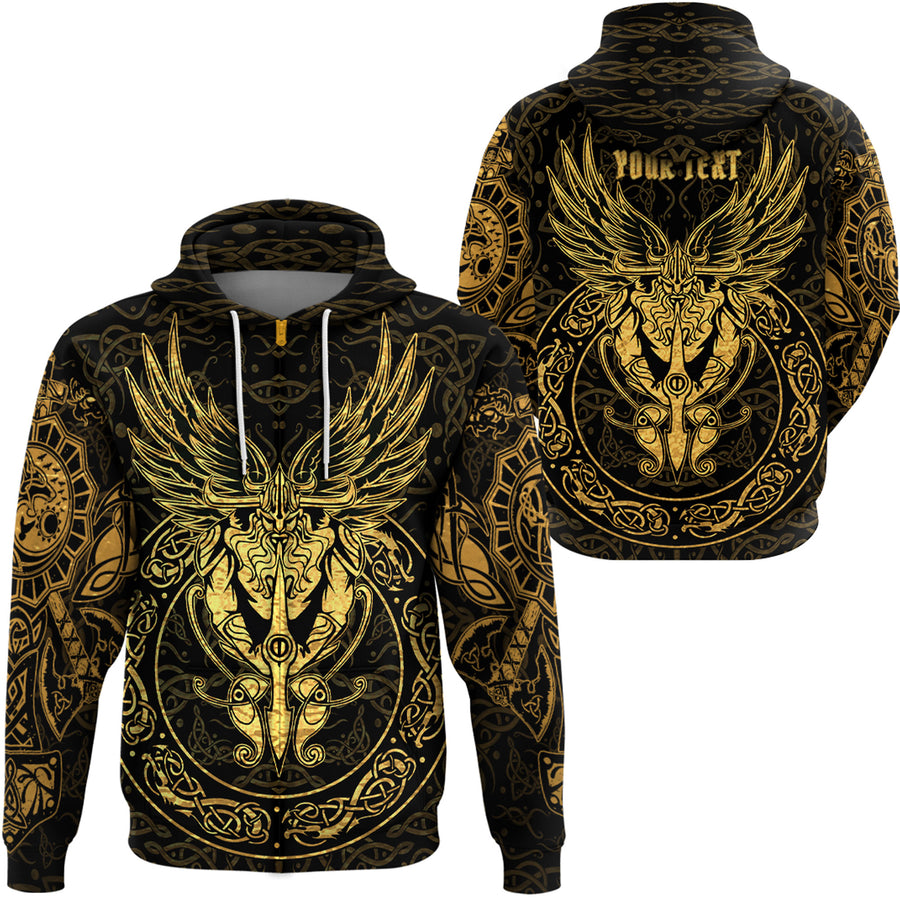 Tspinners Clothing -Viking Warrior Gold Version Zip Hoodie A95