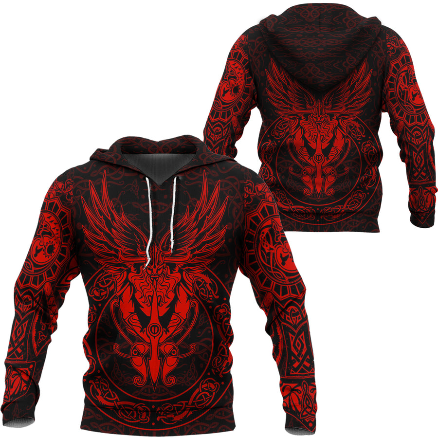 Tspinners Clothing -Viking Warrior Red Version Zip Hoodie A95