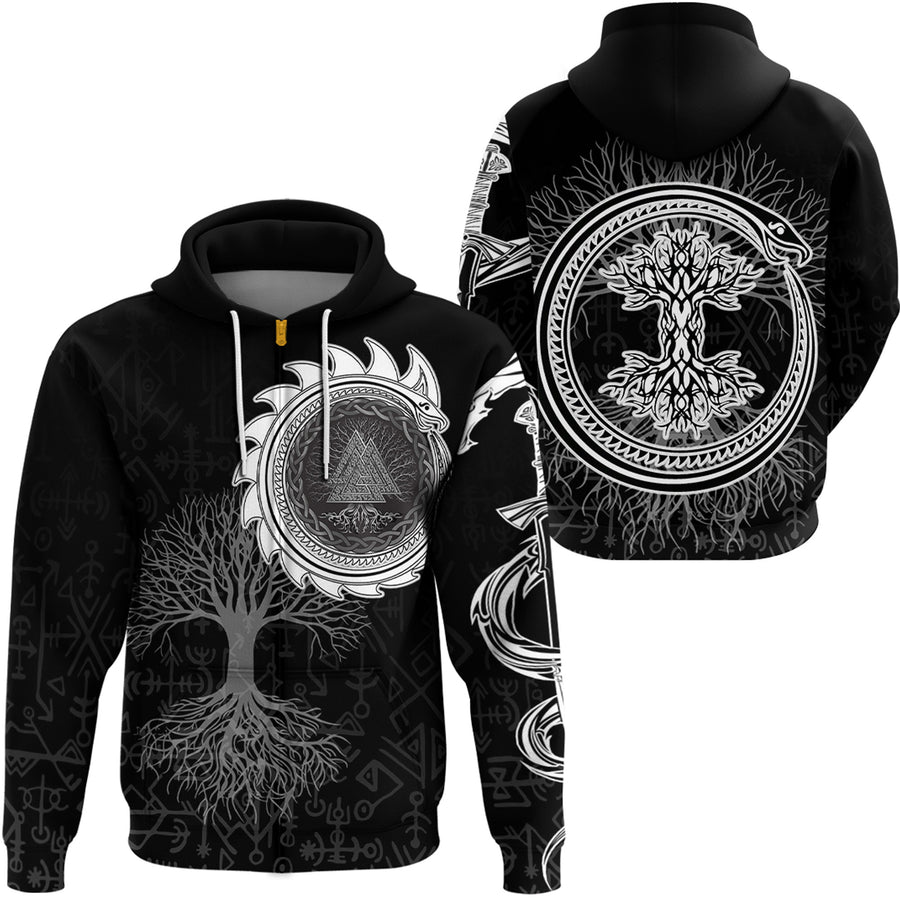 Tspinners Clothing -Viking Yggdrasil Jormungand Zip Hoodie A95