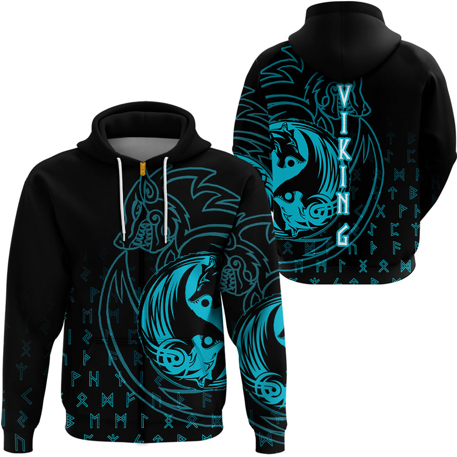 Tspinners Clothing -Wolf Cyan Zip Hoodie A94