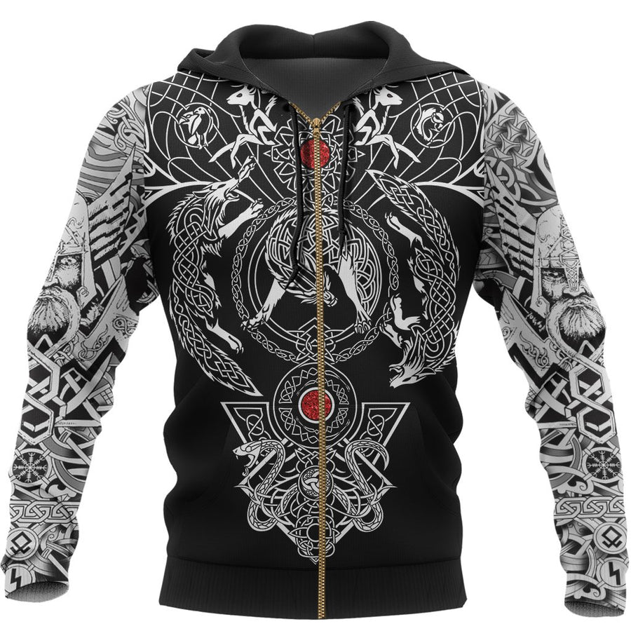 Tspinners Hoodie Tattoo All Over Print Black (Zip) A7