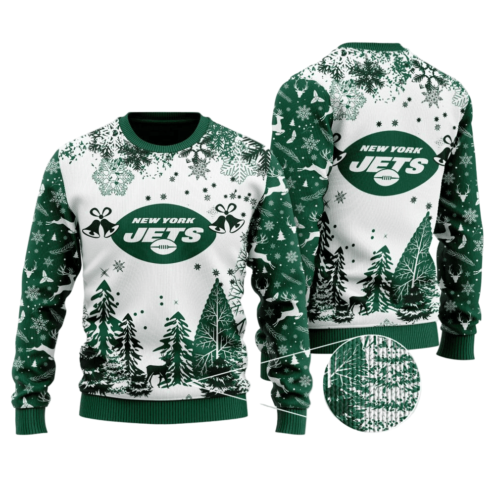 Funny Ugly Christmas Sweater White Green Festive Holiday Cheer