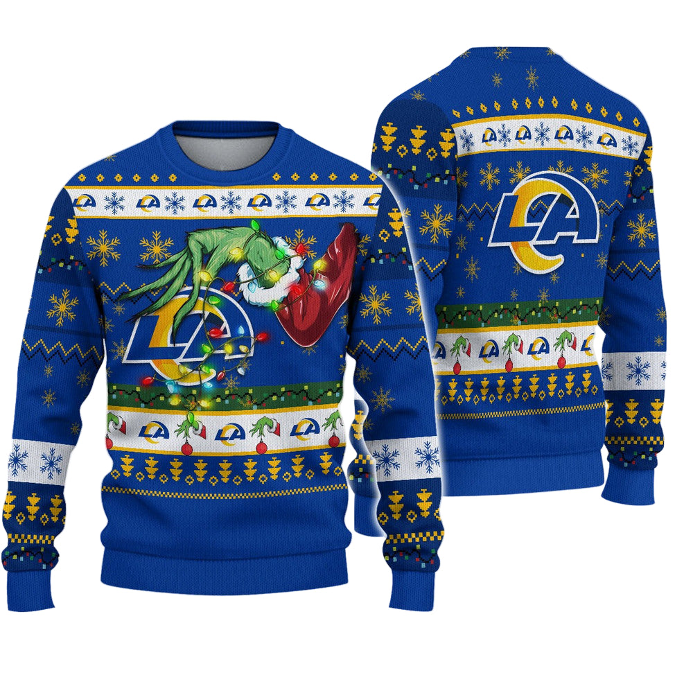 Los-Angeles Chargers Ugly Christmas Sweater with Grinch Print