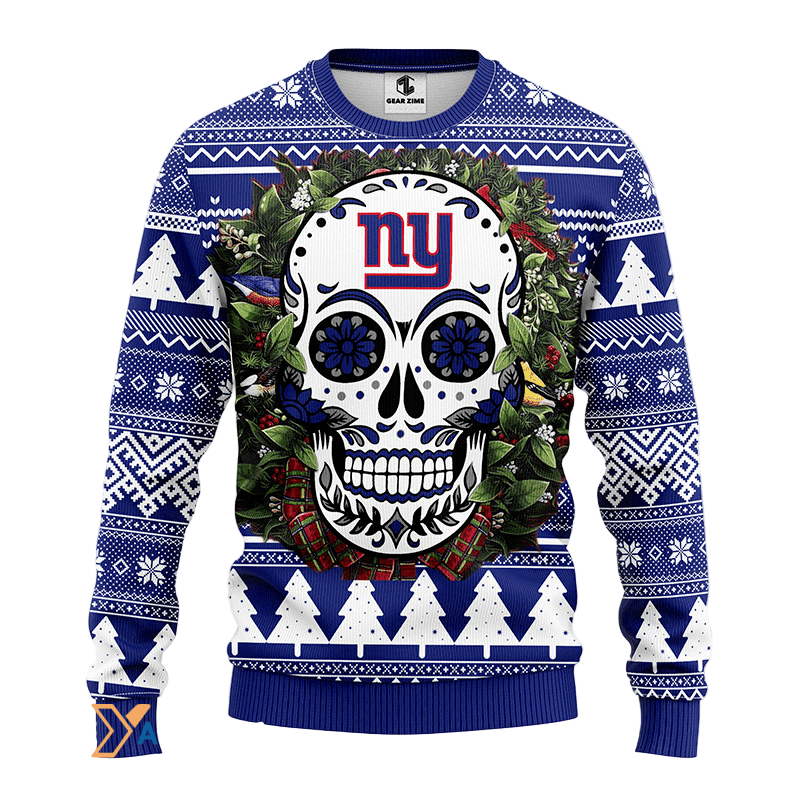 Blue/White Funny Holiday Ugly Christmas Sweater for Festive Cheer