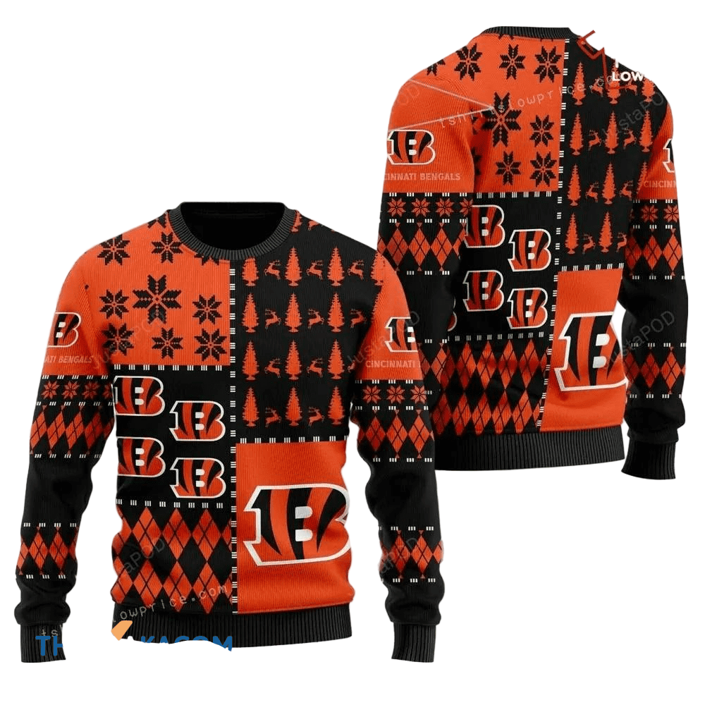 Funny Ugly Christmas Sweater Black/Orange | Festive Holiday Knit
