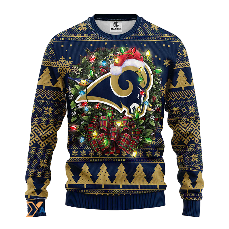 Rams House Blue/Beige Ugly Christmas Sweater | Festive Holiday Party Wear