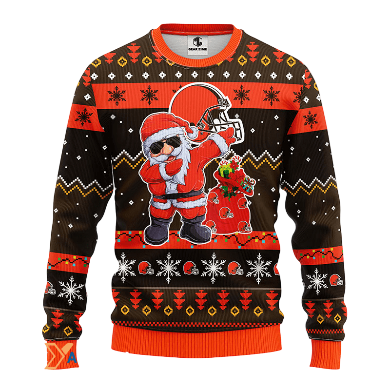 Festive Santa Claus Ugly Sweater Orange/Black/Brown - Mens/Womens