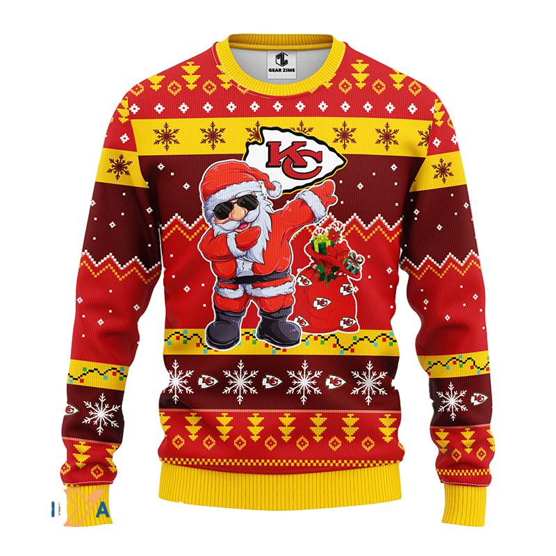 Santa Claus Funny Ugly Sweater Yellow/Red Festive Holiday Cheer