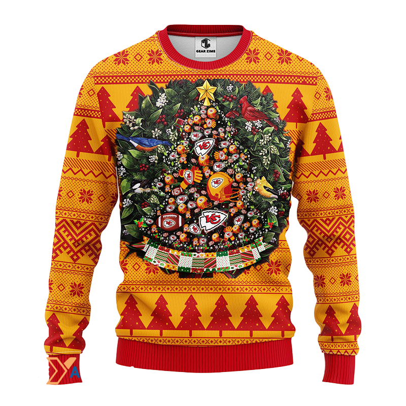 Funny Ugly Christmas Sweater Red/Yellow Premium Blend Polyester Spandex