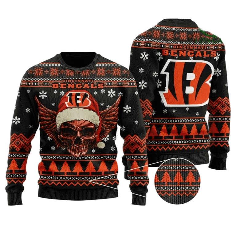 Orange/Black Skull Festive Ugly Christmas Sweater Men/Women