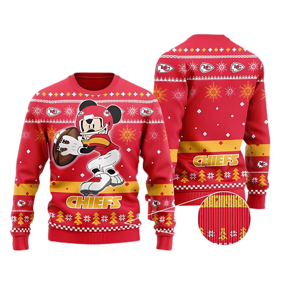 Christmas Sweater with Festive Graphic Design in Red/Yellow