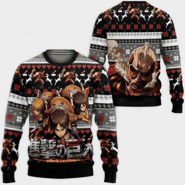 Funny Holiday Ugly Christmas Sweater - Festive AOT Squad Design