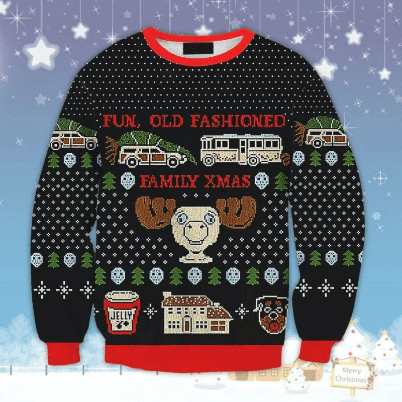 Festive Holiday Print Ugly Christmas Sweater