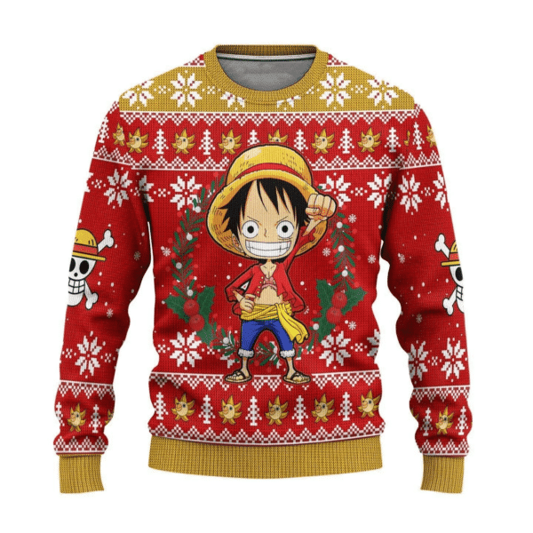 Anime Monkey D. Luffy Ugly Christmas Sweater - Festive Holiday Gift