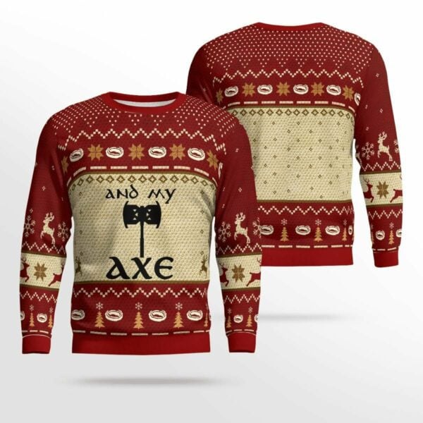 Funny Christmas Sweater Ugly Holiday Sweatshirt Lord Rings Axe Lotr 304