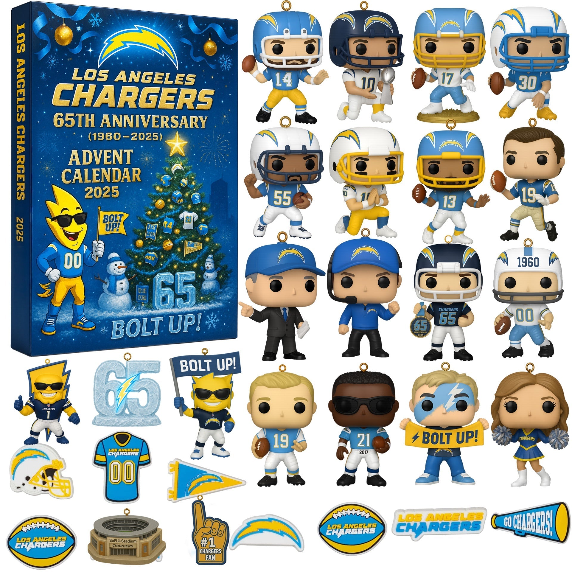 Los Angeles Chargers 65th Anniversary Advent Calendar 2025 -2D Acrylic