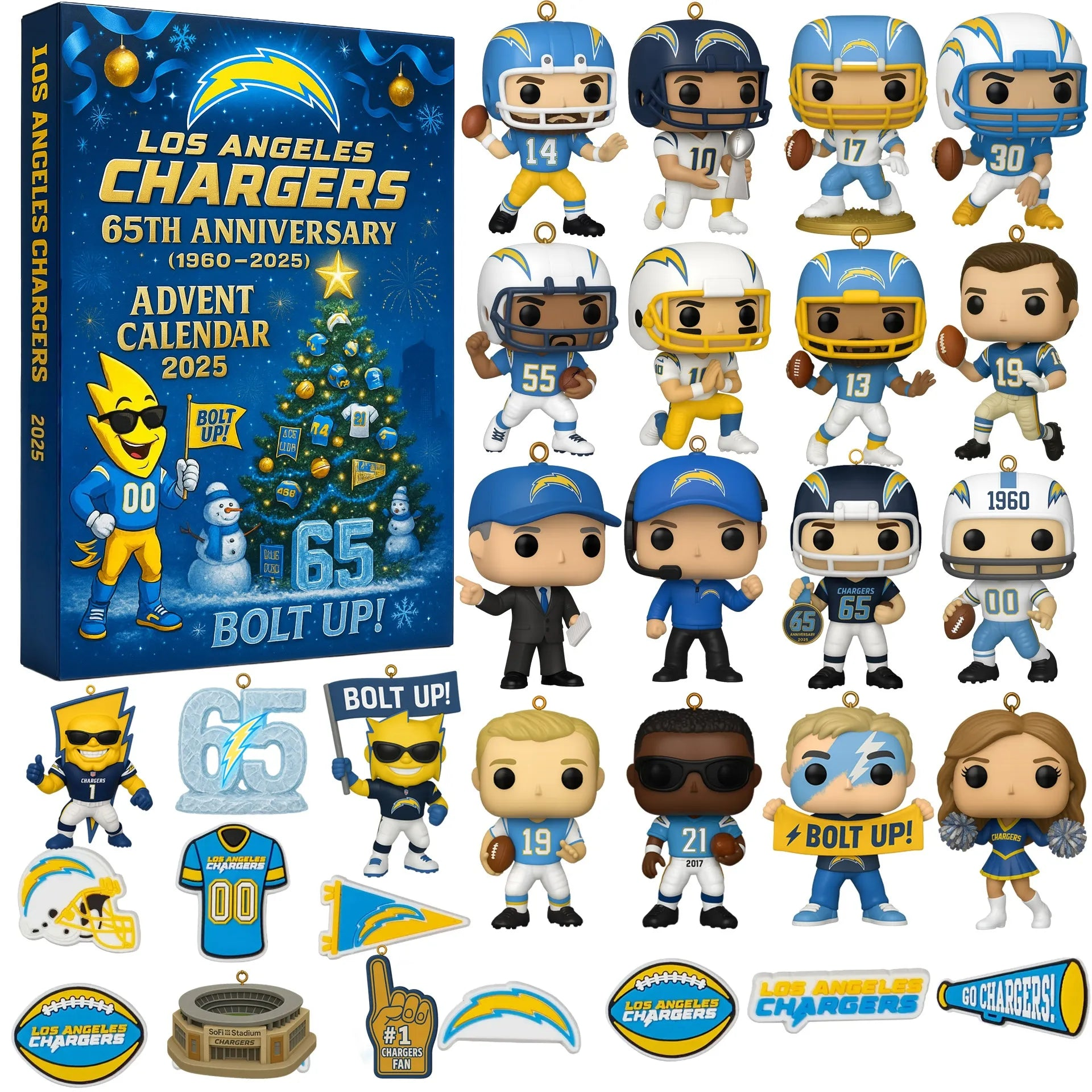Los Angeles Chargers Advent Calendar 2025 65TH ANNIVERSARY -2D Acrylic