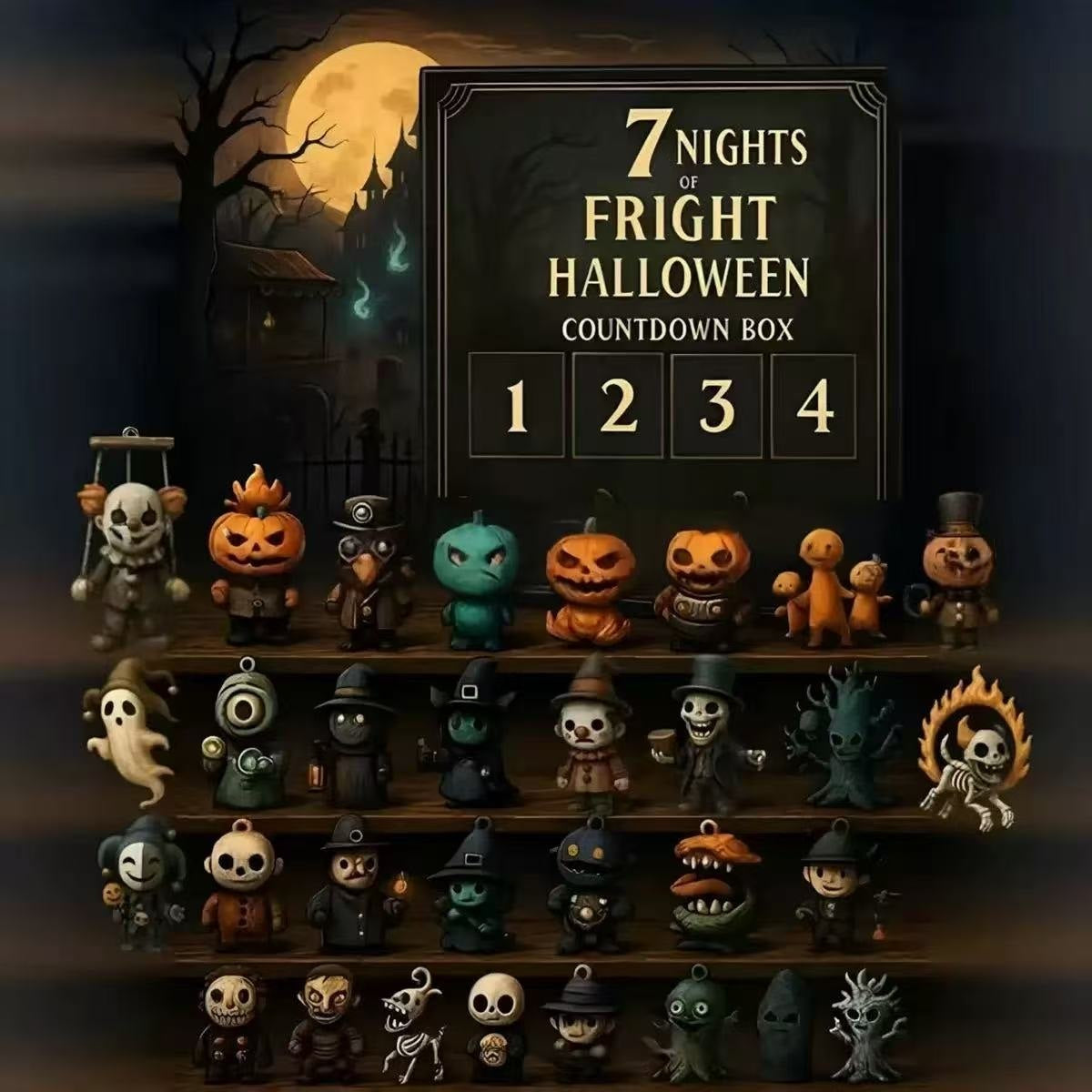 31 Nights Fright Halloween Countdown Box Advent Calendar -2D Acrylic