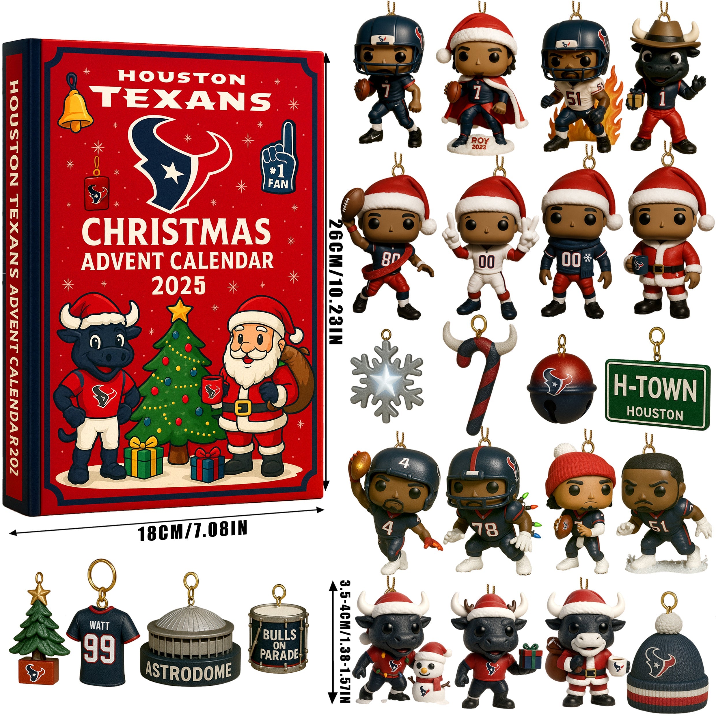 Houston Texans Christmas Advent Calendar 2025 -2D Acrylic