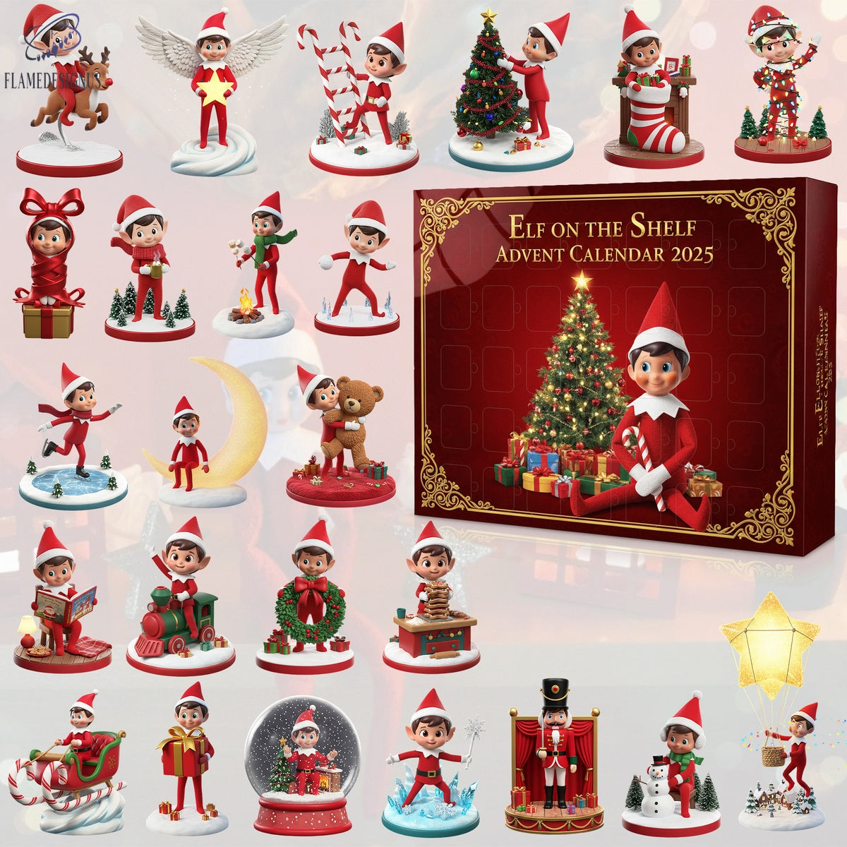 Elf On The Shelf 2025 Advent Calendar -2D Acrylic