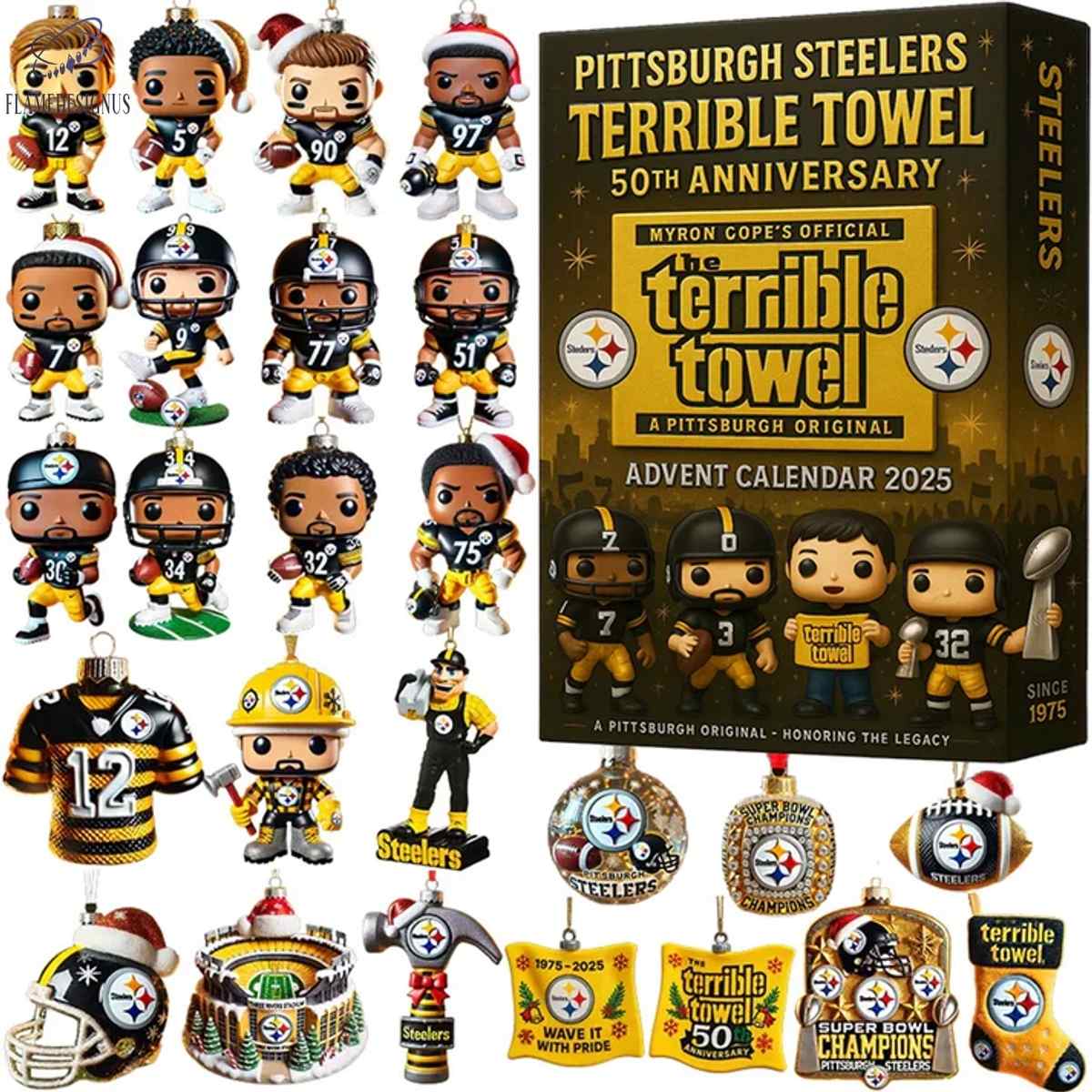 Pittsburgh Steelers Advent Calendar | Terrible Towel 50th Anniversary Edition -2D Acrylic