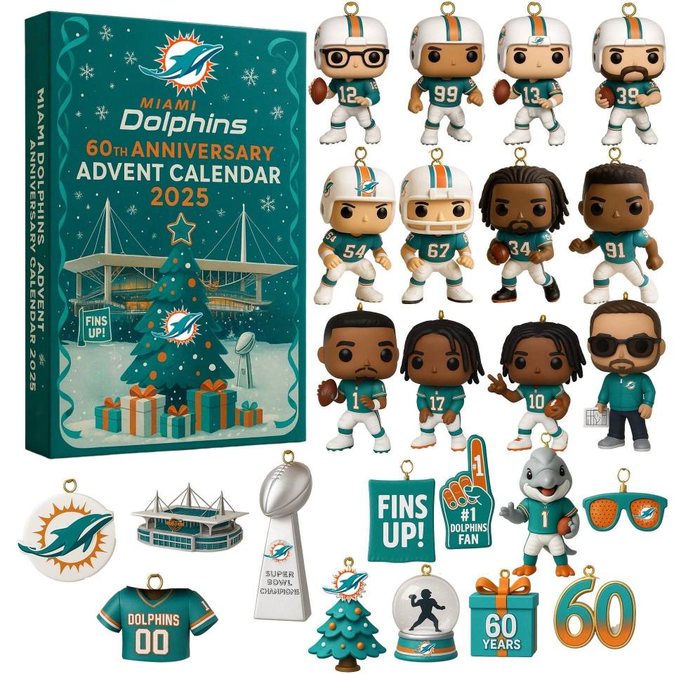 Miami Dolphins 60th Anniversary Advent Calendar 2025 -2D Acrylic