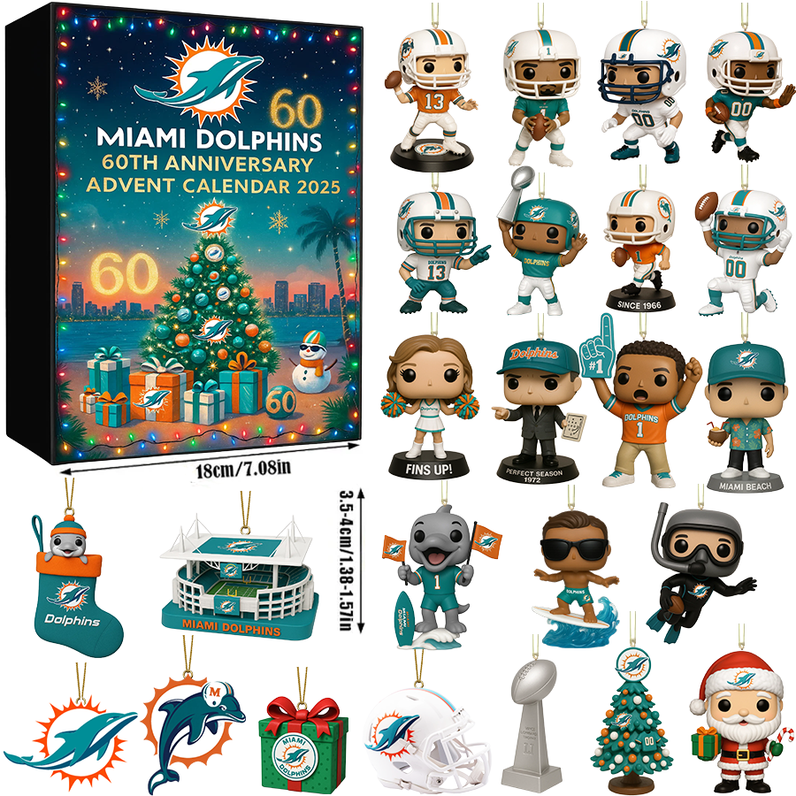 Miami Dolphins 60th Anniversary Advent Calendar 2025 e??? 24 Gifts Inside! -2D Acrylic