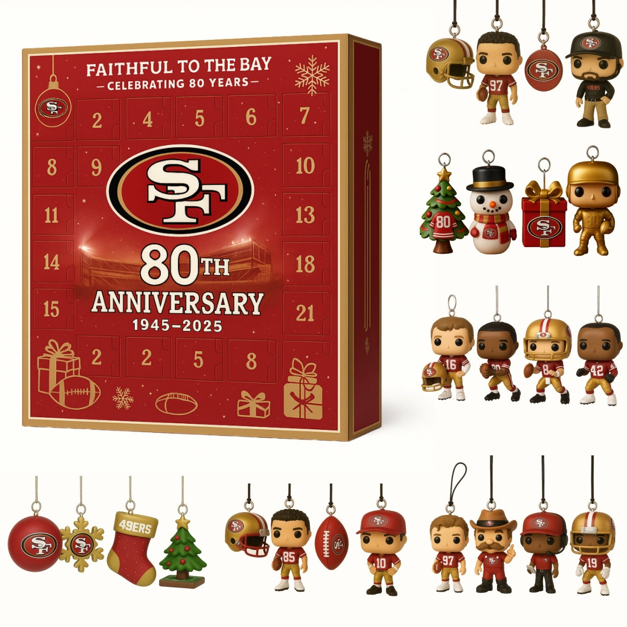 San Francisco 49ers Advent Calendar 2025 a?? 80th Anniversary Edition -2D Acrylic