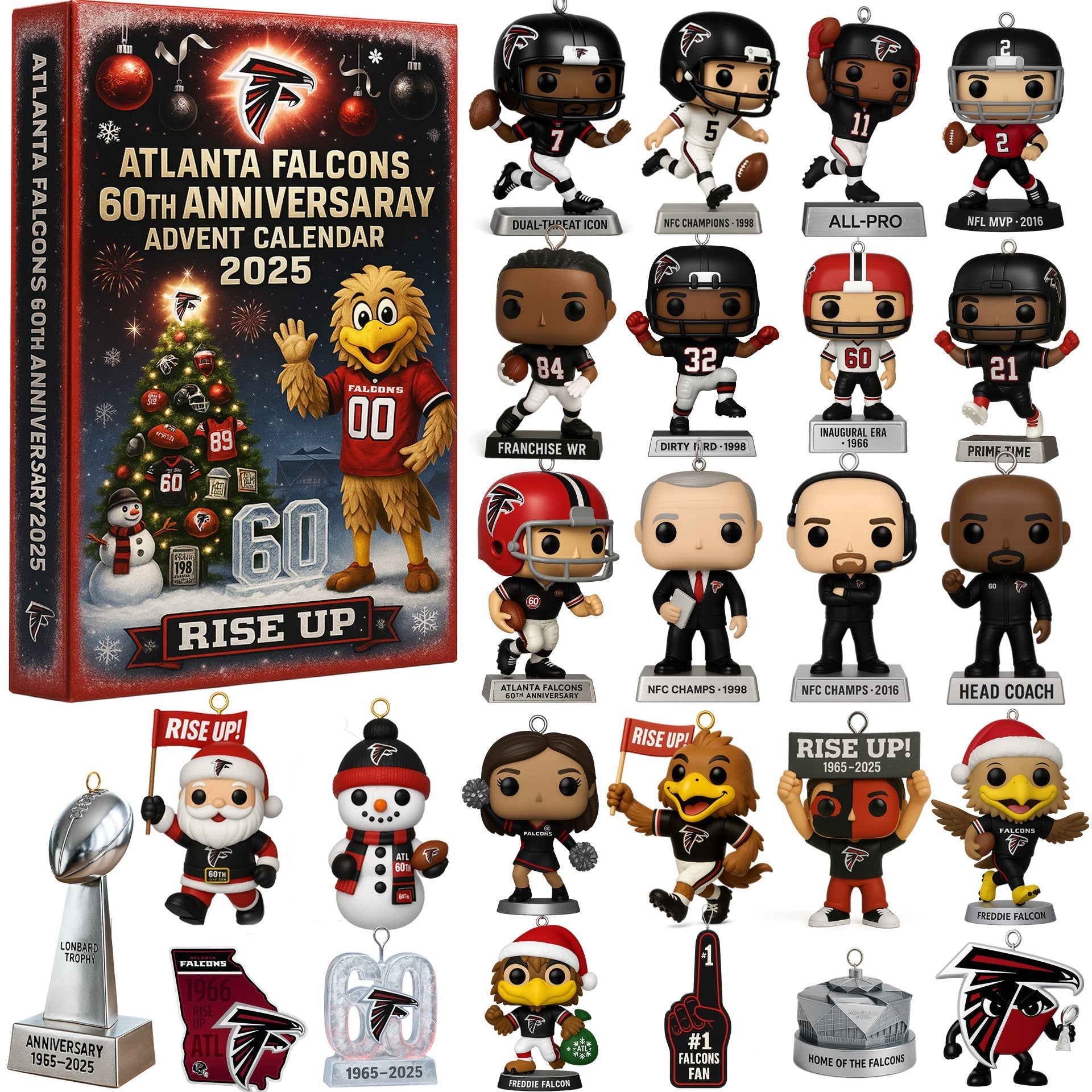 Atlanta Falcons 60th Anniversary Advent Calendar 2025 -2D Acrylic