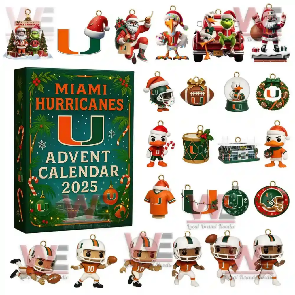 NEWEST Miami Hurricanes Football Advent Calendar -2D Acrylic