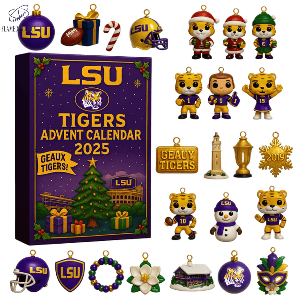 LSU Tigers Geaux Tigers Advent Calendar 2025 -2D Acrylic