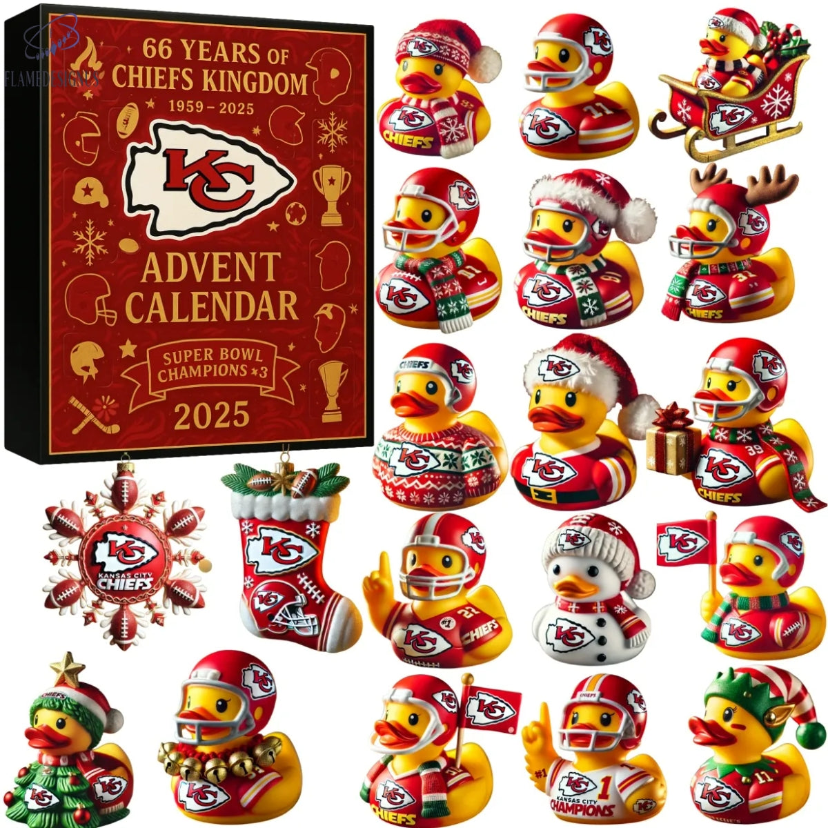 Kansas City Chiefs Duck 66rh Anniversary 2025 Advent Calendar -2D Acrylic