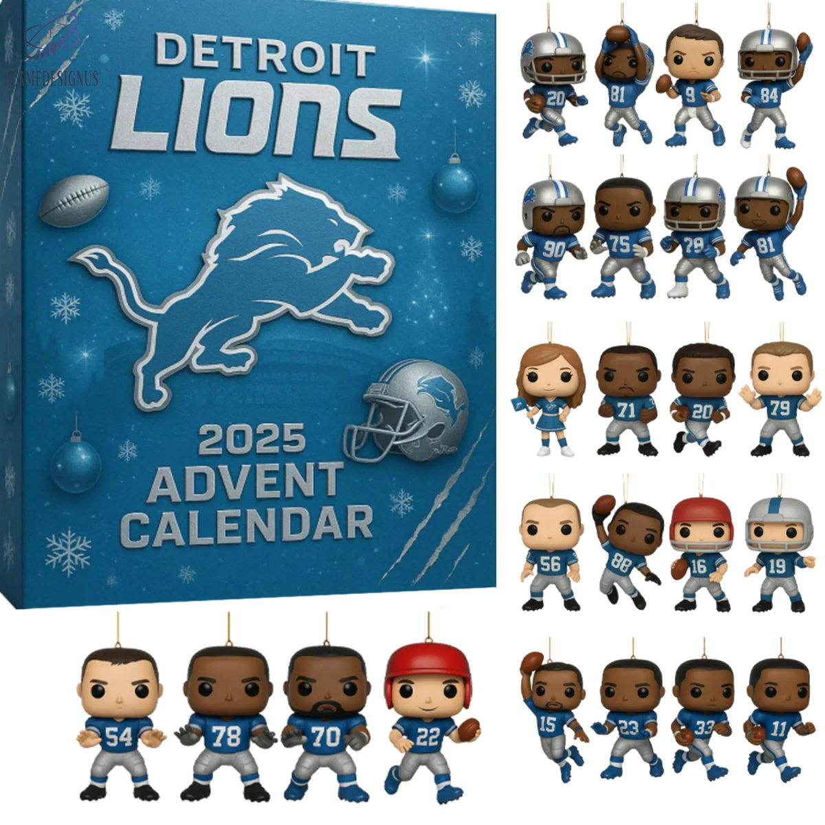 Detroit Lions Star Advent Calendar -2D Acrylic