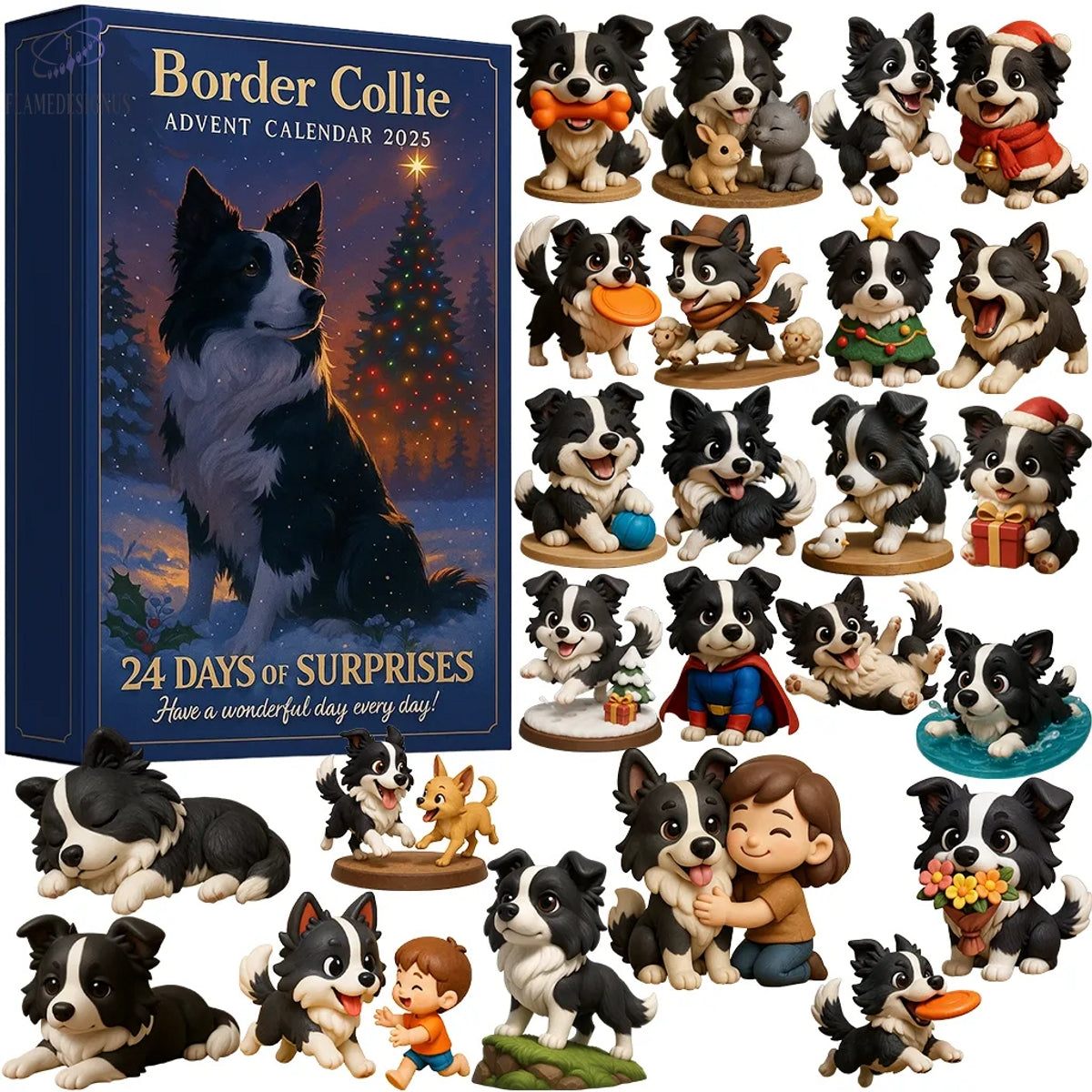 Border Collie Advent Calendar 2025 -2D Acrylic