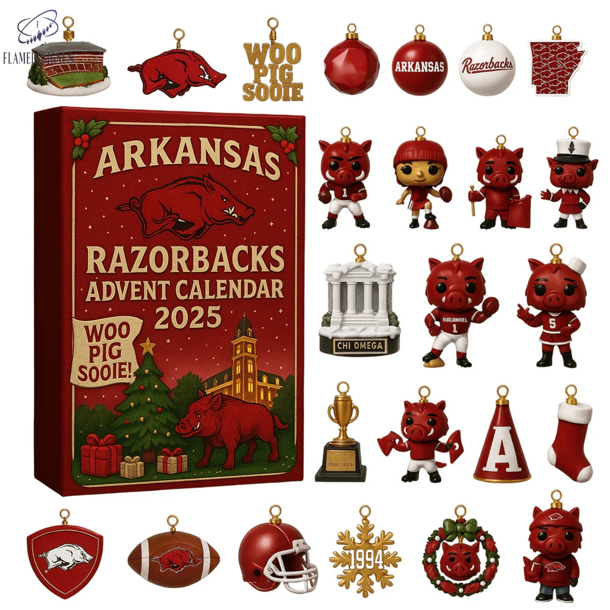 Arkansas Razorbacks Woo Pig Sooie 2025 Advent Calendar -2D Acrylic