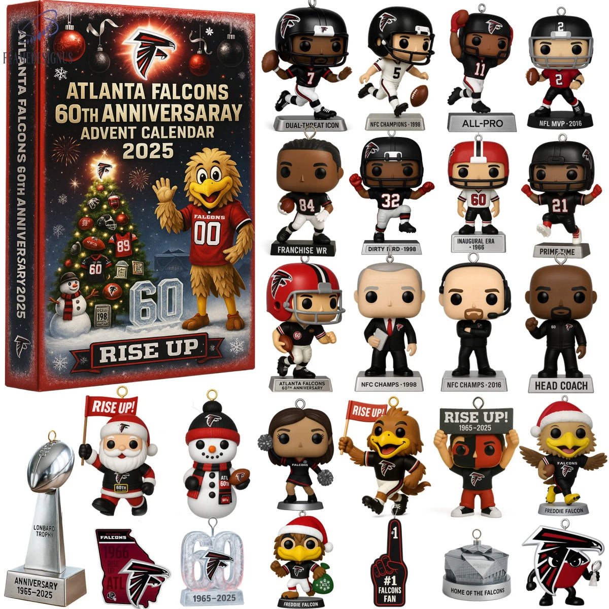 Atlanta Falcons 60th Anniversary Advent Calendar 2025 -2D Acrylic