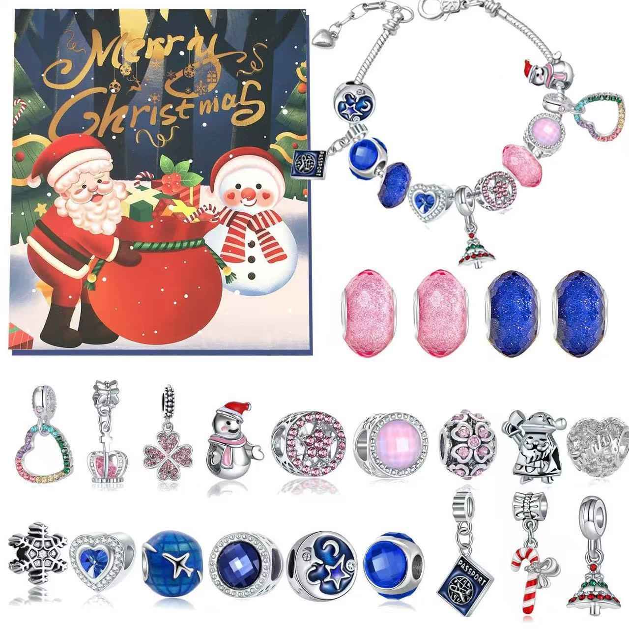 24 Days Christmas Countdown Advent Calendar Bracelet Set -2D Acrylic