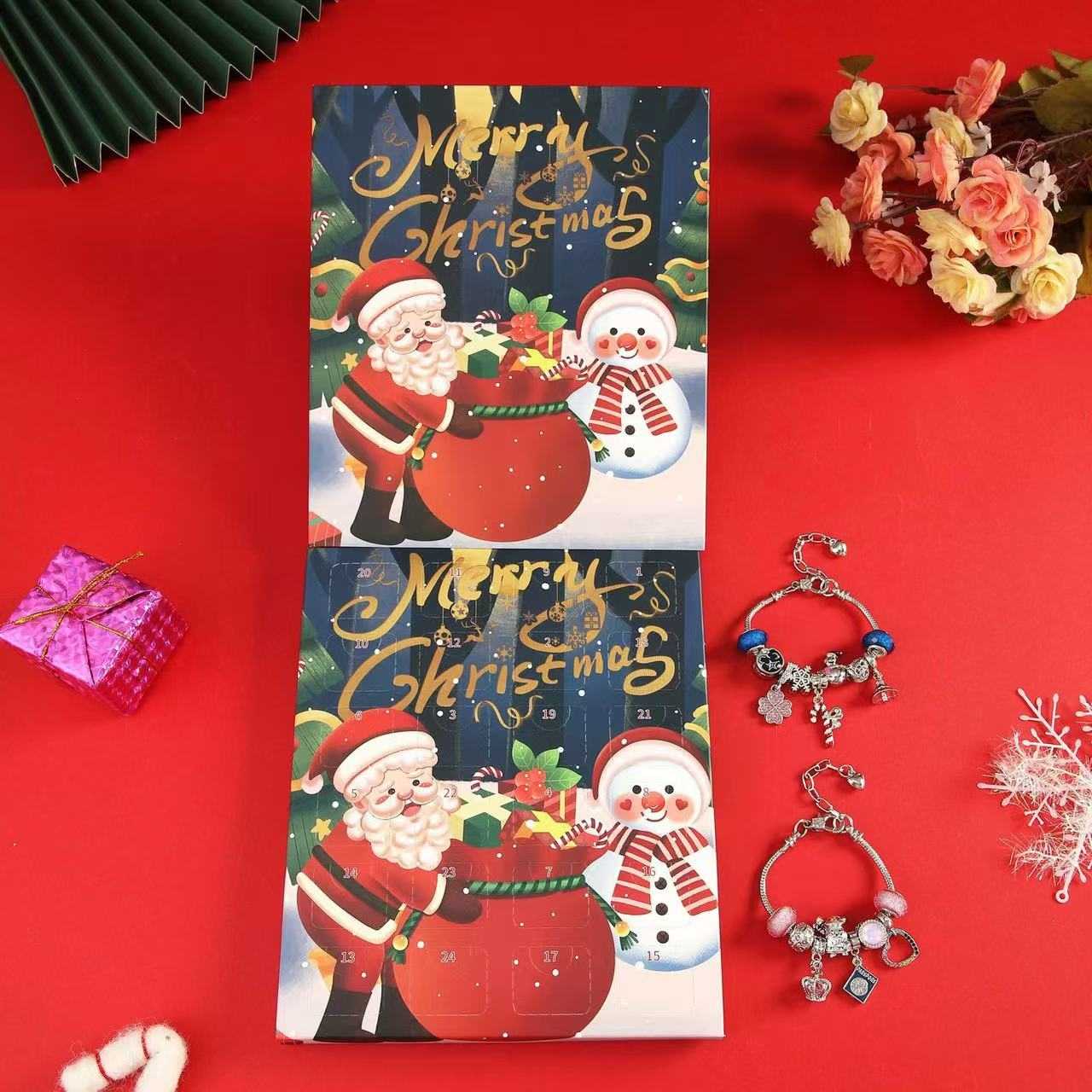 24 Days Christmas Countdown Advent Calendar Bracelet Set -2D Acrylic