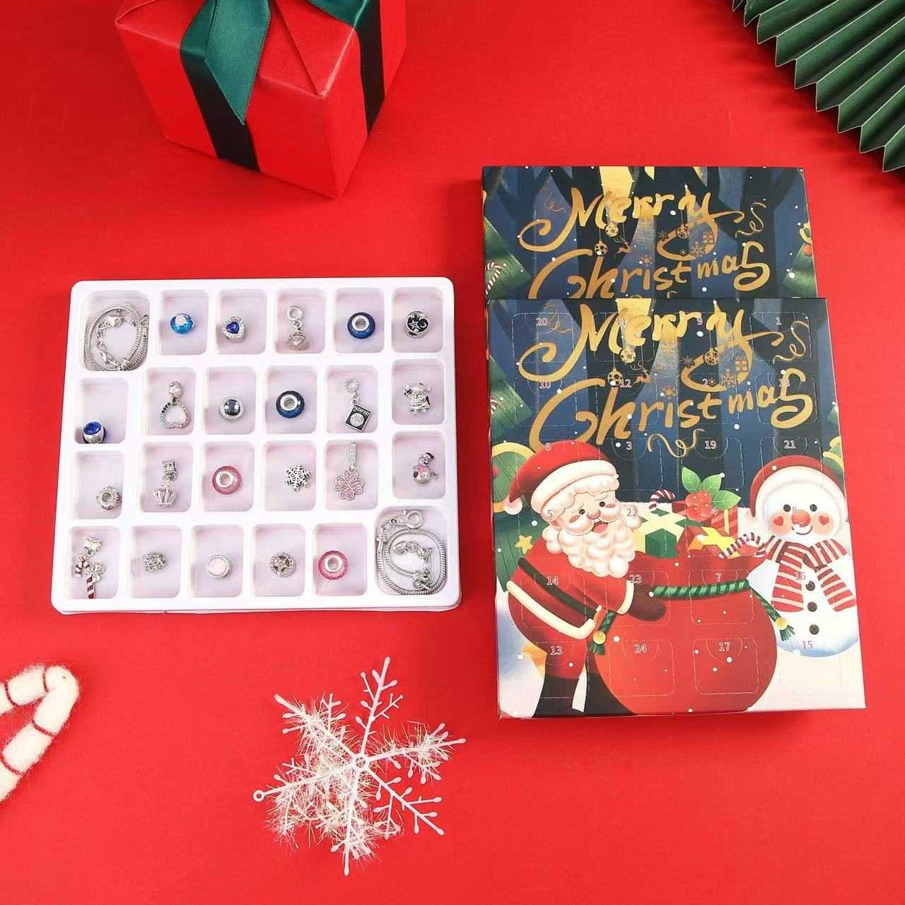 24 Days Christmas Countdown Advent Calendar Bracelet Set -2D Acrylic