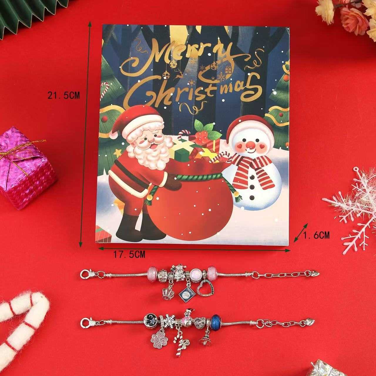 24 Days Christmas Countdown Advent Calendar Bracelet Set -2D Acrylic